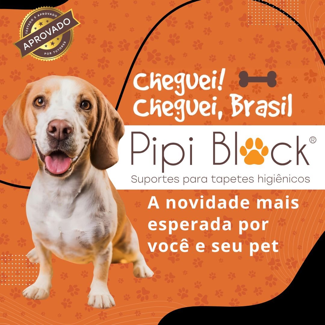Pipi Block®, suporte inteligente para tapete higiênico, garantindo mais higiene e menos vazamento.